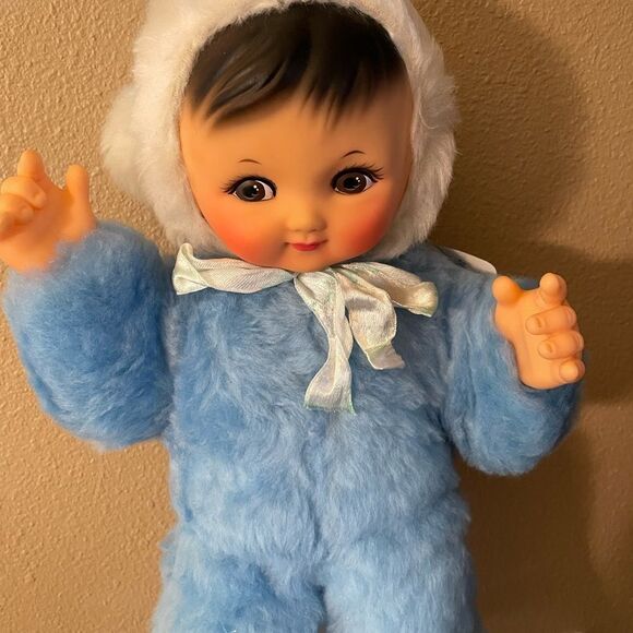 Rubber Face Doll Vintage Hand Painted Face Made in China Original Tag 16 inches - Picture 12 of 16